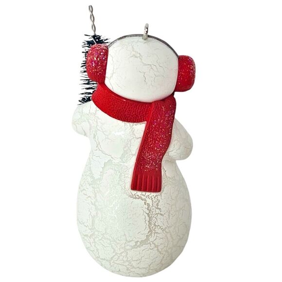 Hallmark Keepsake Spirited Snowman Christmas Tree Ornament 2010 Crackled Finish - Picture 3 of 10